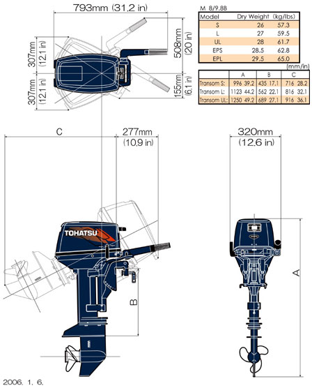чертежи и схемы мотора tohatsu m 9.8 sm m9.8s