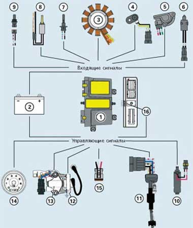 электрическая схема управления работой мотора Е-ТEC